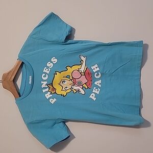 Super Mario Nintendo Princess Peach Blue  Kids T-Shirt size Medium 7/8